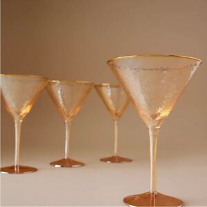 Set of 4 Anthropologie Zaza Honey Luster Martini Glasses